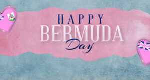 Happy Bermuda Day Pink Heart Pastel Pink & Blue Facebook Cover & Phone Wallpaper