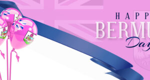 Pink & Blue Balloon Themed Happy Bermuda Day Facebook Cover & Phone Wallpaper