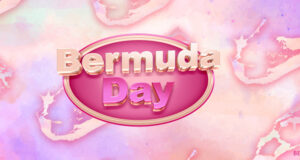 Peach & Pink Island Outline Bermuda Day Facebook Cover & Phone Wallpaper